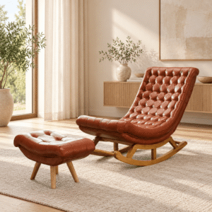 solid wood rocking chair with footrest 1620759